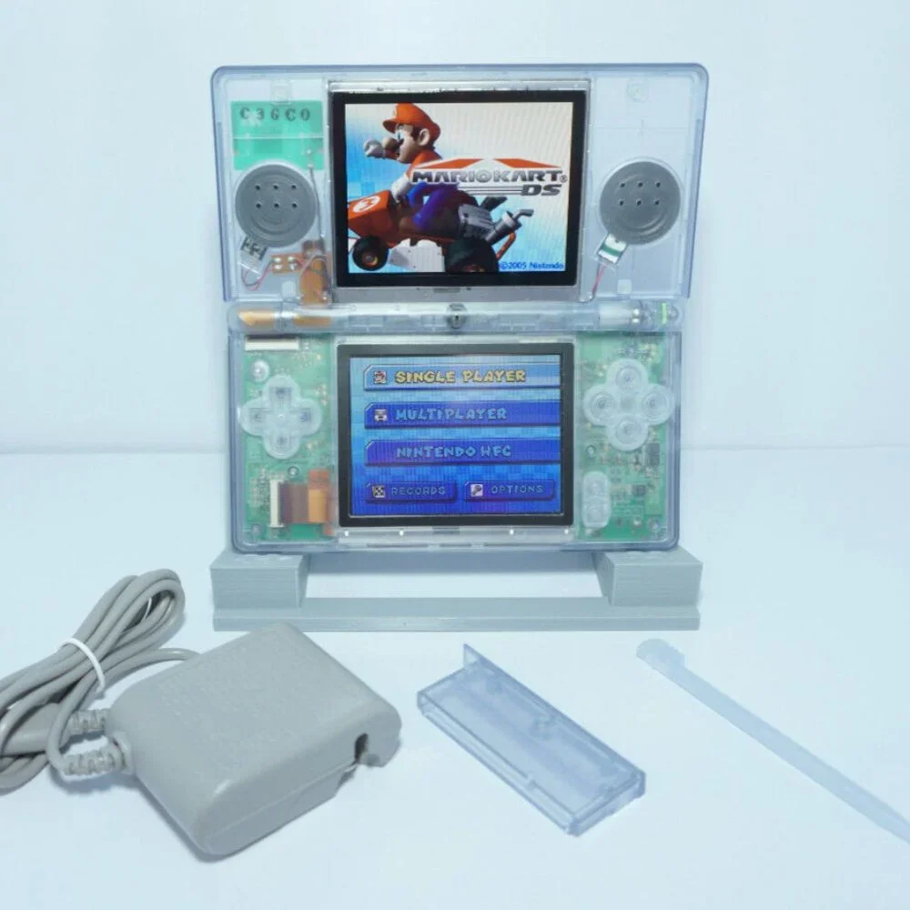 Nintendo DS Lite Transparent Clear Glacier Blue Handheld System with Charger